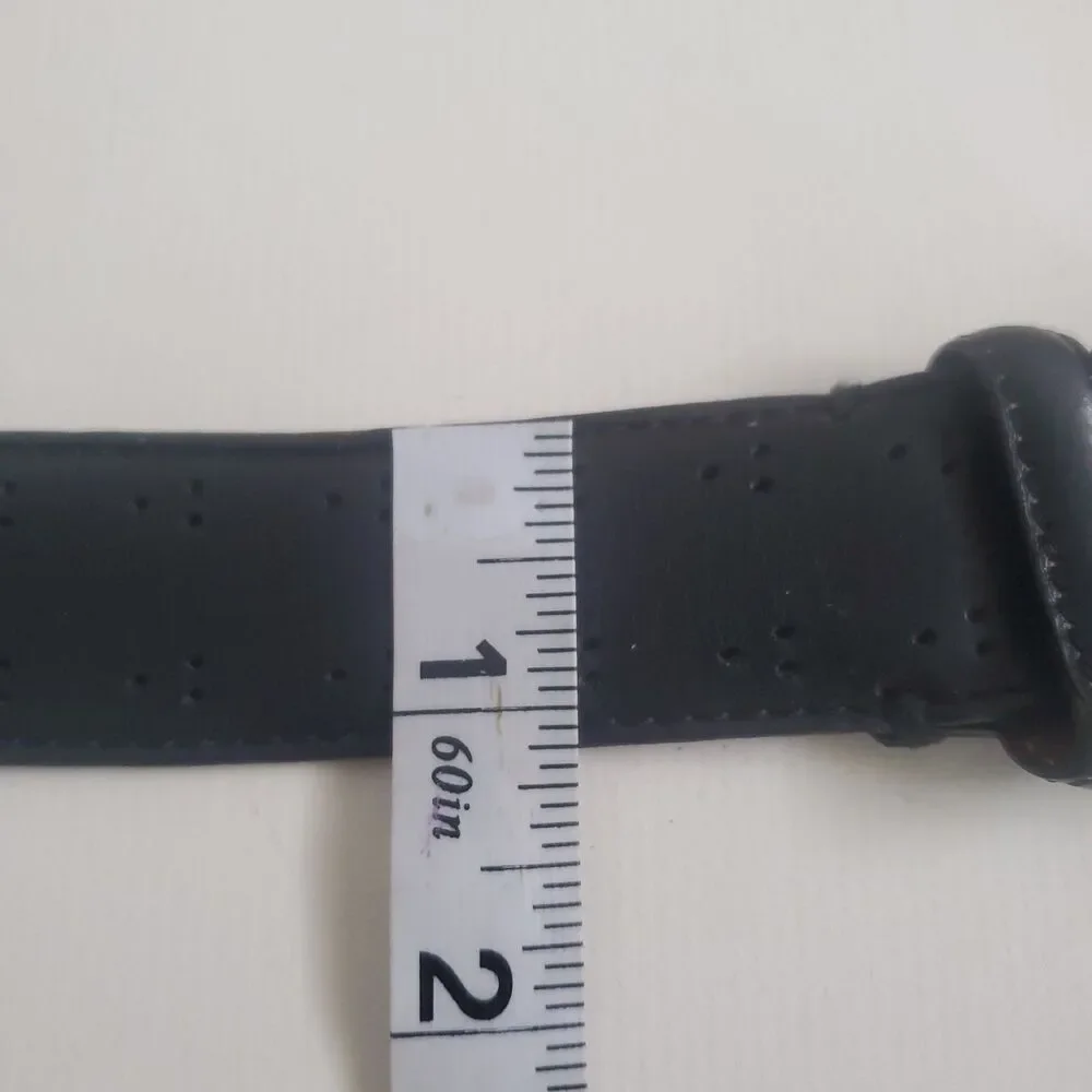 Cole Haan Men's Black Leather Belt Perforated Dress Belt 38/95 Solid Brass